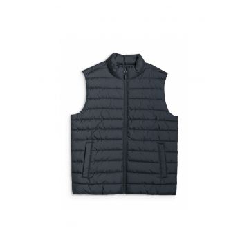 Vesta sport barbati  neagra - sintetic - guler inalt