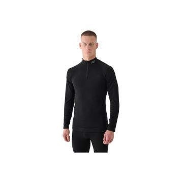 Bluza barbati  lana Merino - guler inalt - negru - material hipoalergenic -