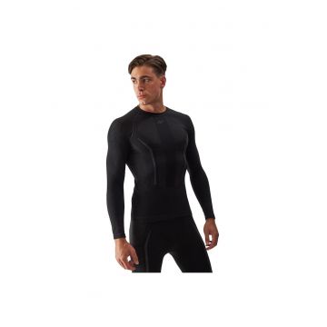 Bluza termica barbati  maneca lunga - negru - lana Merino - croiala slim