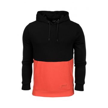Hanorac pentru barbati -  Bumbac - Negru/Portocaliu -