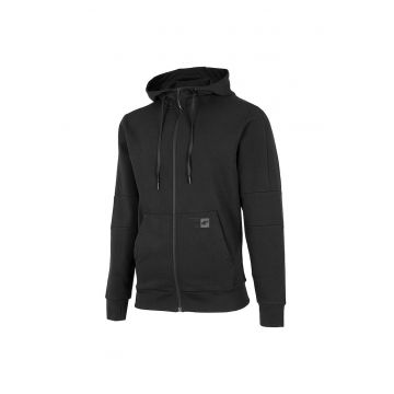 Hanorac sport barbati  gluga integrata - fermoar complet - bumbac/poliester - negru