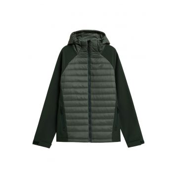 Jacheta softshell barbati  maneci raglan - gluga ajustabila - 2 buzunare - poliester/elastan - negru/verde -