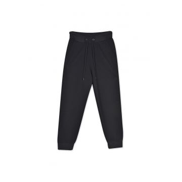 Pantaloni barbati  jogger - talie elastica - buzunare cu fiermoar - negru - bumbac-poliester
