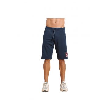 Pantaloni scurti  pentru barbati - talie elastica - bumbac/poliester - bleumarin -