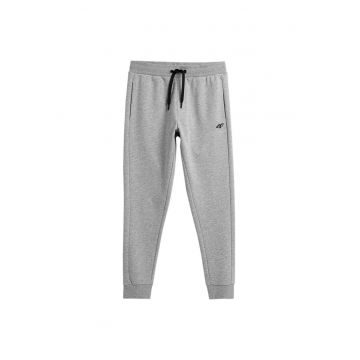 Pantaloni sport barbati  4FAW23TTROM452 - talie elastica - bumbac/poliester - gri