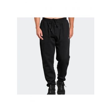 Pantaloni sport barbati  negru - poliester/bumbac - talie elastica -