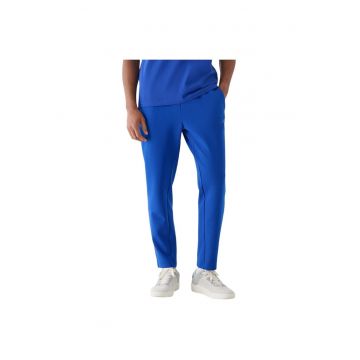 Pantaloni sport barbati  talie elastica - buzunare laterale - albastru - bumbac/poliester/elastan