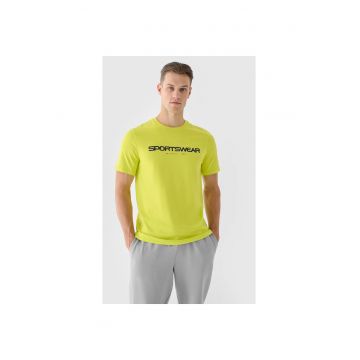 Tricou regular  cu imprimeu pentru barbati - verde - Verde