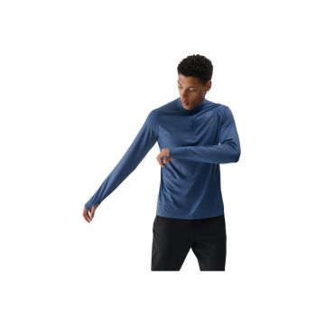 Bluza  albastru - poliester - uscare rapida - guler inalt cu fermoar -