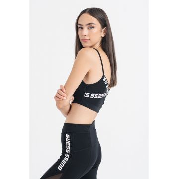 Bustiera cu mode incrucisat - pentru fitness - Negru/Alb optic