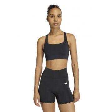Bustiera cu suport mediu pentru fitness Optime - Negru