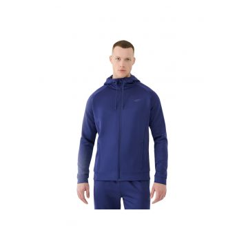 Hanorac sport barbatesc  M513 - bleumarin - material elastic - cu gluga integrata -