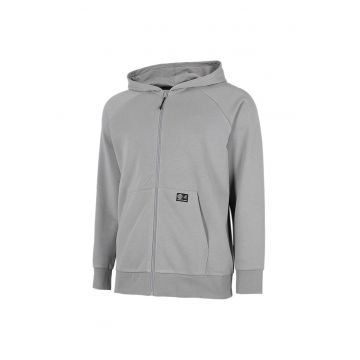 Hanorac sport  gri - bumbac - croiala regulata - gluga integrata -