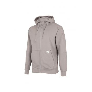 Hanorac sport  gri - bumbac - croiala standard - gluga integrata - fermoar complet