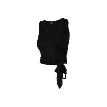 Maiou sport dama  croiala slim - legatura in fata - scurt - 50% poliester - 50% modal - negru