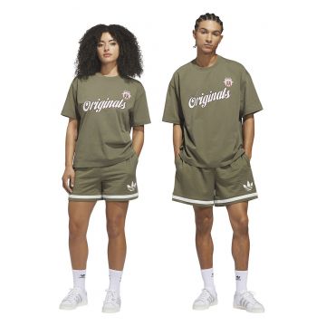 Pantaloni scurti unisex cu snur pentru baschet - Alb fildes/Verde masliniu