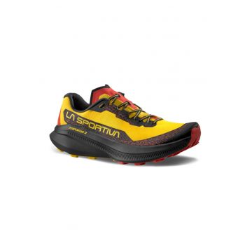 Pantofi Prodigio 2 cu sireturi elastice - pentru alergare - Negru/Galben sofran/Portocaliu mandarina