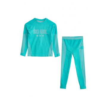 Set imbracaminte termica copii  tehnologie 4FSkin - uscare rapida - poliamida - poliester - turcoaz -