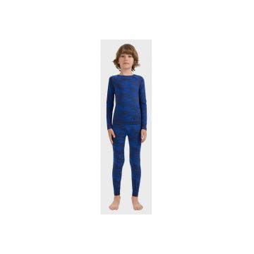 Set Lenjerie De Corp Termica Pentru Baieti -  Useam249 - Pantaloni Si Bluza - Material Respirabil Flexibil - Tehnologie 4Fskin Fara Cusaturi Pentru Antrenament Sport Iarna Si Utilizare Zilnica Zilele Imprimeu Camuflaj - Albastru - Albastru inchis