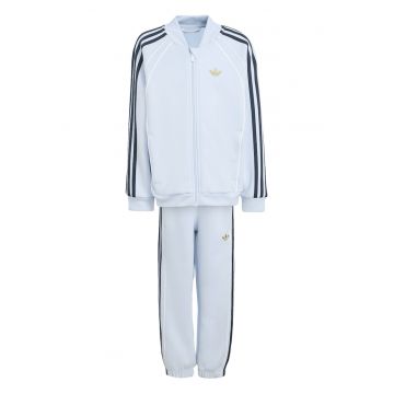 Trening din amestec de bumbac cu maneci raglan - Negru/Albastru pal