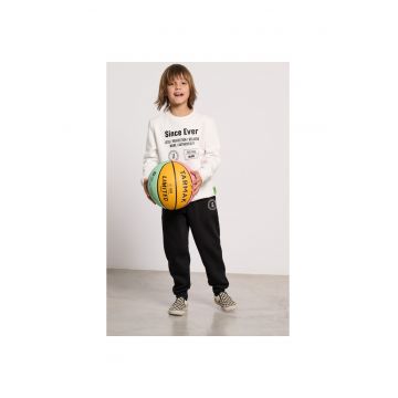 Trening lifestyle copii  jogger - fleece interior - alb/negru - bumbac