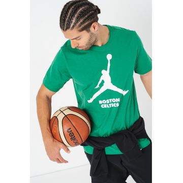 Tricou cu logo pentru baschet Boston Celtics - Alb/Verde aquamarin