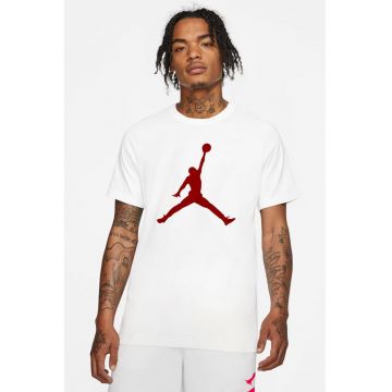 Tricou de bumbac cu imprimeu logo Jordan Jumpman - Alb/Rosu inchis