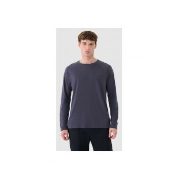Bluza de trekking  maneca lunga - gri inchis - lana merino