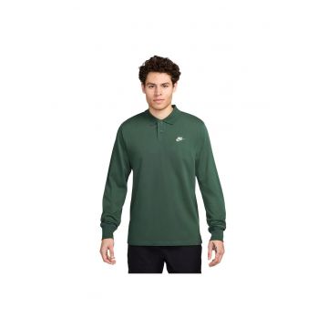 Bluza polo  Club - maneca lunga - verde - bumbac