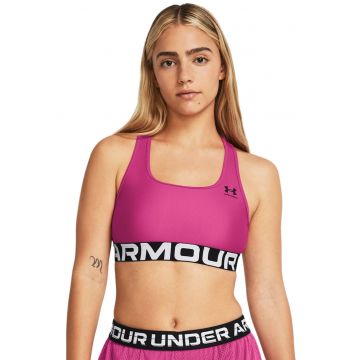 Bustiera cu decupaj pe partea din spate cu logo - pentru antrenament Authentics - Alb/Negru/Fucsia