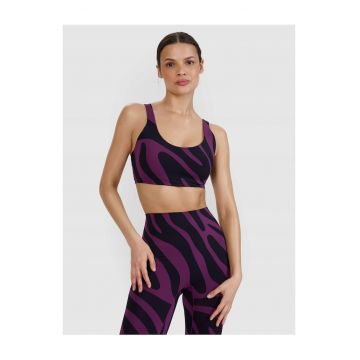 Bustiera sport femei  violet/negru - suport mediu - material sintetic - primavara-vara 2025 -