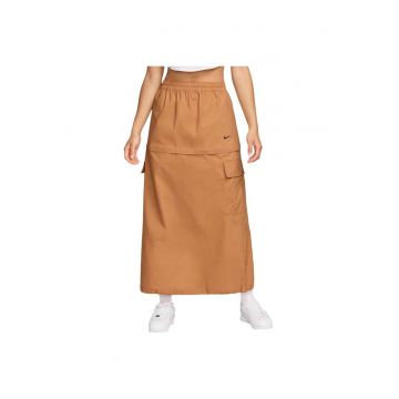 Fusta sport dama  midi cargo - talie medie - confortabila - poliester/bumbac - bej