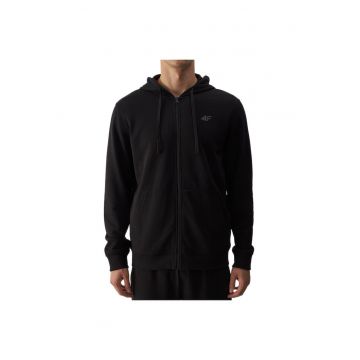 Hanorac barbat  gluga - fermoar - negru - bumbac