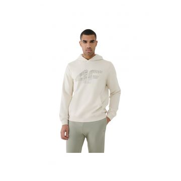 Hanorac barbatesc  M1585 crem - bumbac - croiala regulata - buzunar cangur