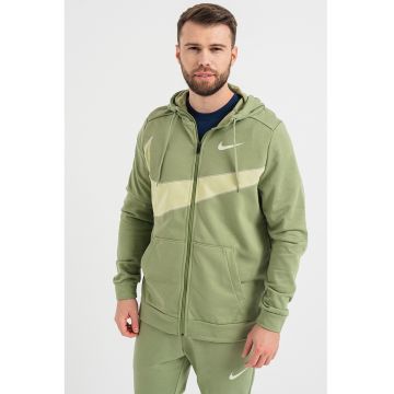 Hanorac cu fermoar si logo pentru fitness - Verde aquamarin/Verde fistic