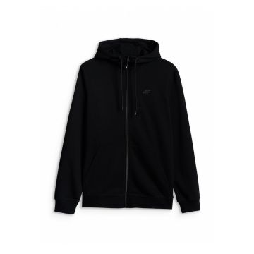Hanorac sport barbati  regular - gluga ajustabila - negru - bumbac|poliester|elastan
