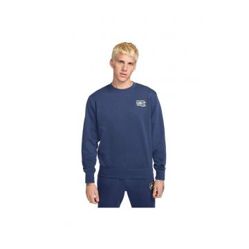 Hanorac sport  guler rotund - bumbac - albastru