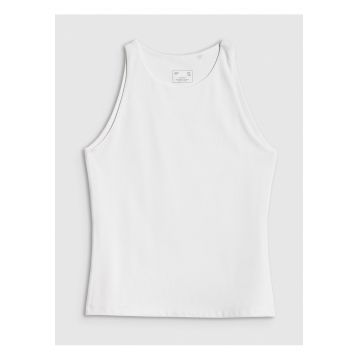 Maiou sport dama -  croiala ajustata - strat dublu - alb - tricot gros - poliester -