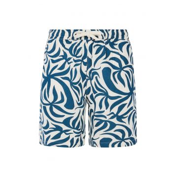 Pantaloni scurti  Bohdi - viscoza/in - talie elastica - alb/albastru