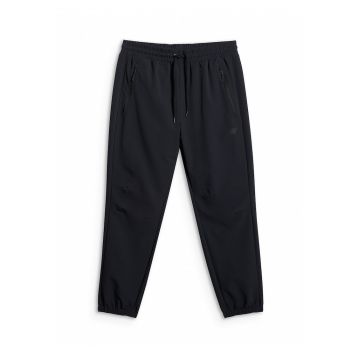 Pantaloni sport barbati -  casual - cu buzunare cu fermoar - negru - tesatura durabila
