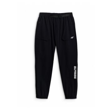 Pantaloni sport barbati -  negru - tesatura elastica - ajustare talie -
