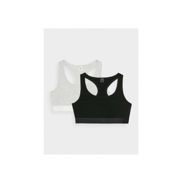 Set 2 Bustiere sport pentru dama -  bumbac - gri/negru