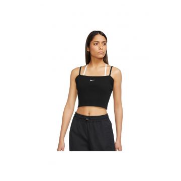Top scurt  Sportswear Essential - croiala slim - bumbac - negru -