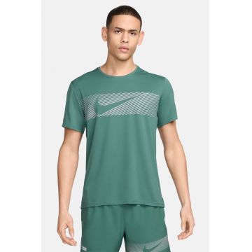 Tricou cu detalii fosforescente pentru alergare Miler Flash - Verde persan