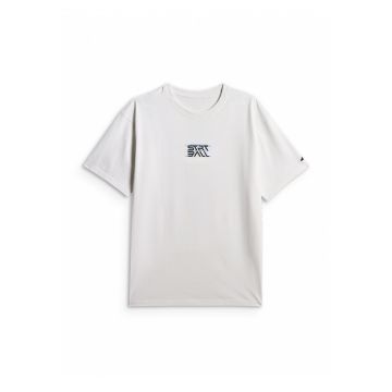 Tricou  lejer cu imprimeu barbati - alb M