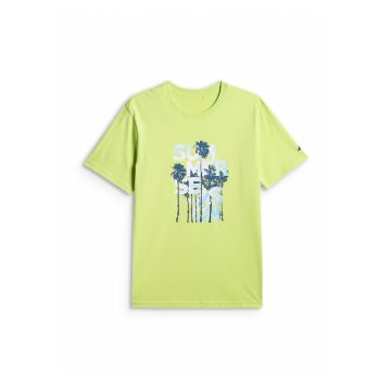 Tricou oversize  pentru barbati - imprimeu - verde - 100% bumbac -