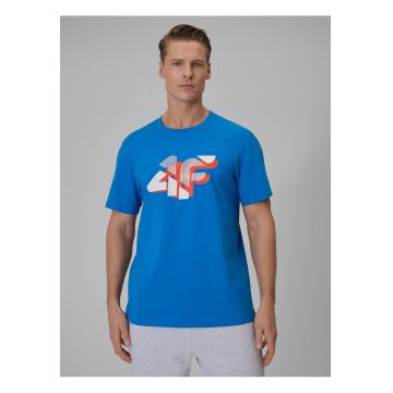 Tricou  regular cu imprimeu barbati - albastru S
