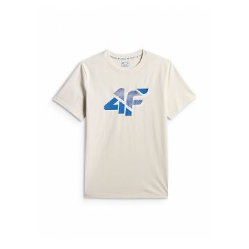 Tricou  regular cu imprimeu pentru barbati - bej S