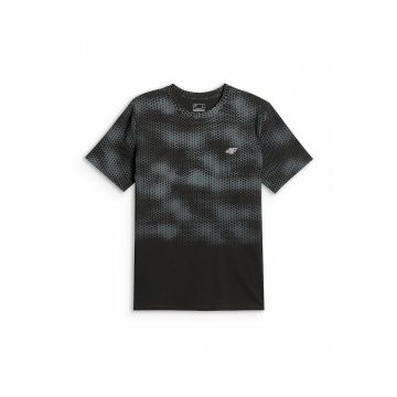 Tricou sport barbatesc  croiala regular - imprimeu distinctiv - negru - bumbac gros