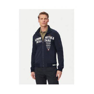 Bluza sport barbati -  alb-albastru - fermoar - bumbac